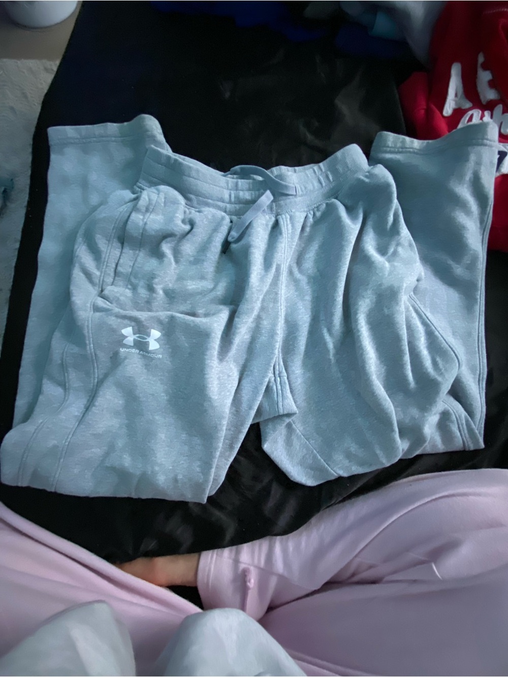 Under Armour Light Gray Kids Sweatpants with Logo
